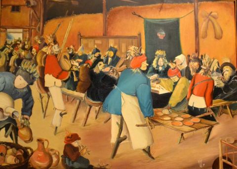 L'artiste Hano Pierre - Le repas des épouvantails (d'après Brueghel)
