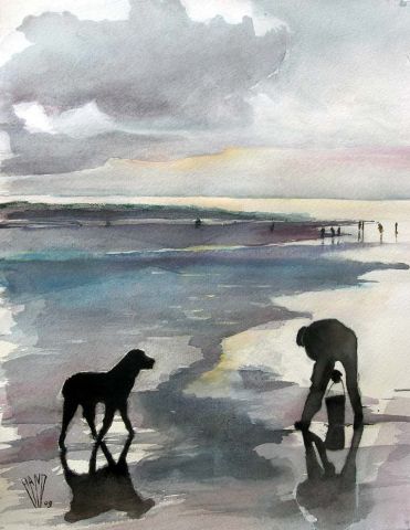 L'artiste Hano Pierre - L'homme et son chien