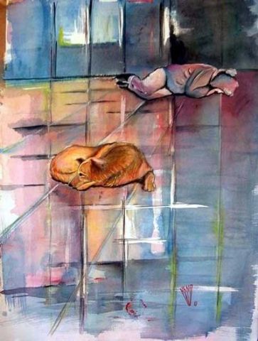 Une vie de chien - Peinture - Hano Pierre