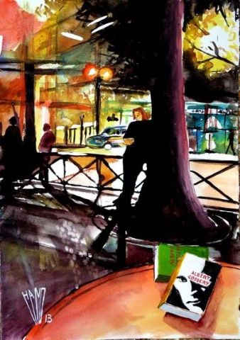 Nuit blanche avec Albert - Peinture - Hano Pierre