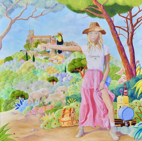 L'auto-stoppeuse du domaine du Bourrian à Gassin - Peinture - martine alison L'auto-stoppeuse du domaine du Bourrian à Gassin - Peinture - martine alison