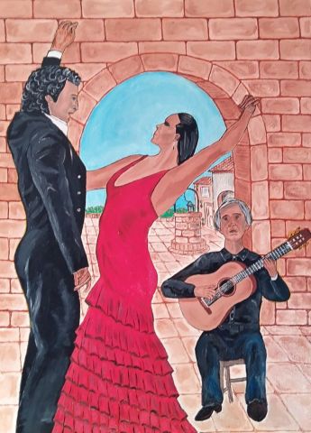 groupe de flamenco - Peinture - Robert