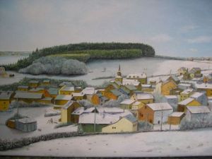 Peinture de RA FREDERICK: le village enneigé
