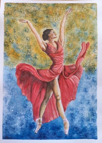 ballerine rouge - Peinture - moerfa