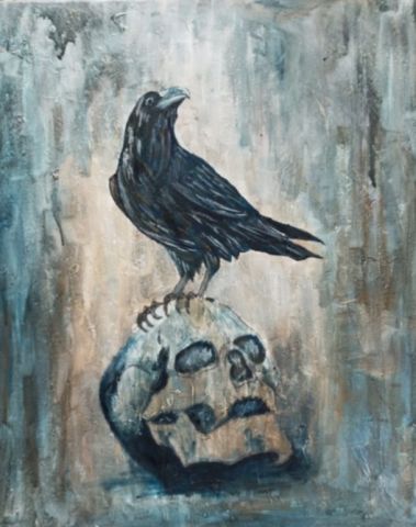 Vanité et corbeau - Peinture - Eric Vogel