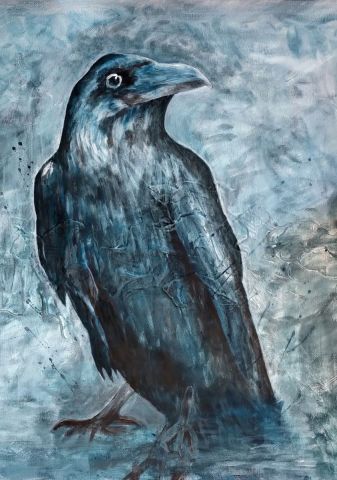 sans titre série des corbeaux - Peinture - Eric Vogel