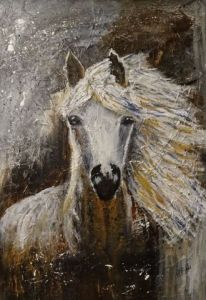Peinture de sandrine richalet: cheval blanc