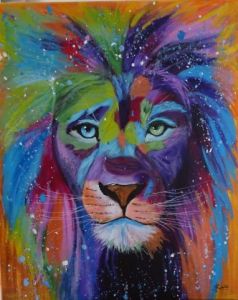 Voir cette oeuvre de sandrine richalet: lion pop art
