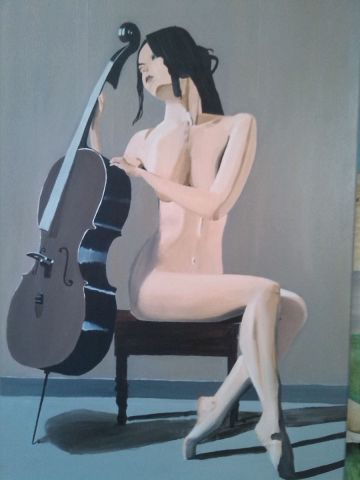 une leçon de violoncelle - Peinture - prost's art