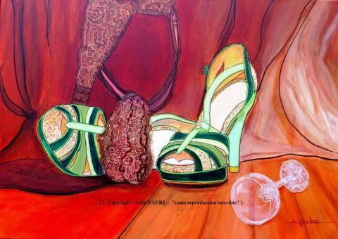 LES SOULIERS VERTS - Peinture - ALAIN FAURE LES SOULIERS VERTS - Peinture - ALAIN FAURE