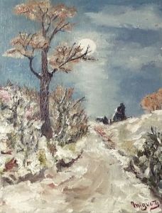 Peinture de Yves Mignotte: Chemin d'hiver