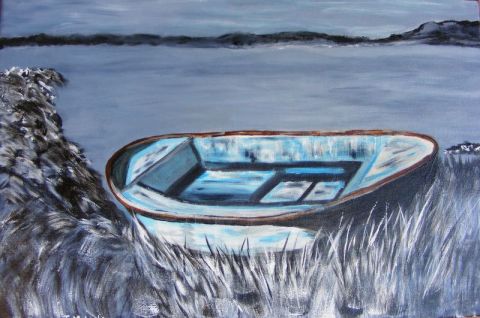 barque sur rivage - Peinture - jackie