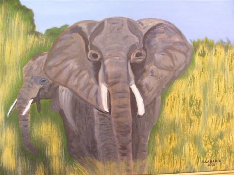 éléphants - Peinture - jackie