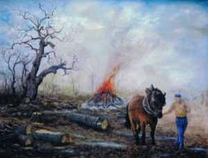 Peinture de enio: TRAVAUX FORESTIER EN HIVER