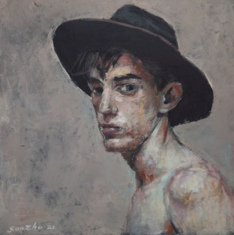 Muchacho con sombrero II - Peinture - Gonzho