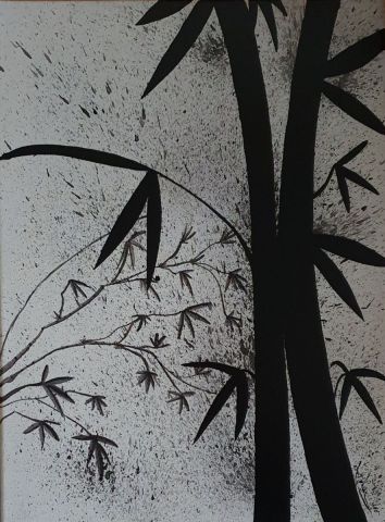 bambou en noir et blanc - Peinture - johann mastil