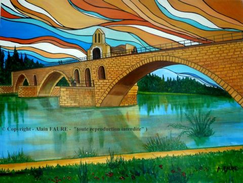 SUR LE PONT D'AVIGNON - Peinture - ALAIN FAURE SUR LE PONT D'AVIGNON - Peinture - ALAIN FAURE