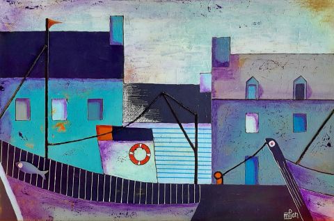 L'artiste Marie-Pierre JAN - Maisons bleues L'artiste Marie-Pierre JAN - Maisons bleues