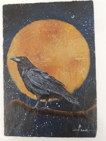 L'artiste Art'doises et peintures - Corbeau au clair de lune