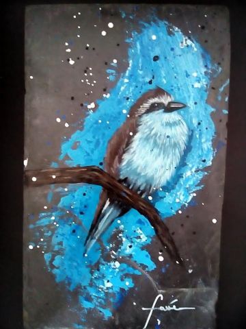 L'oiseau bleu - Peinture - Art'doises et peintures