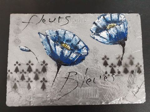 L'artiste Art'doises et peintures - Fleurs bleues