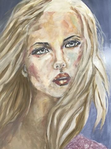 Une blonde dans le vent - Peinture - Electre