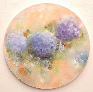 Peinture de MARTINE GREGOIRE: Rond d'hortensias bleus