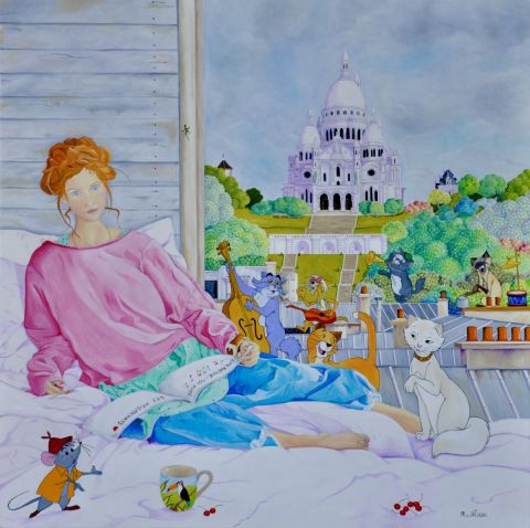 EMERVEILLE-TOI AVEC LES ARISTOCHATS FACE AU SACRE COEUR - Peinture - martine alison EMERVEILLE-TOI AVEC LES ARISTOCHATS FACE AU SACRE COEUR - Peinture - martine alison