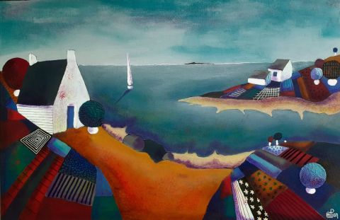 Arrivée dans l'aber - Peinture - Marie-Pierre JAN Arrivée dans l'aber - Peinture - Marie-Pierre JAN