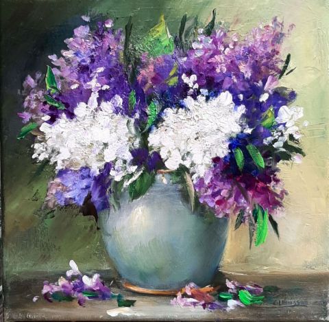 Bouquet de lilas - Peinture - chrispaint-flowers