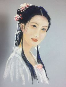 Peinture de janine chetivet: jeune japonaise