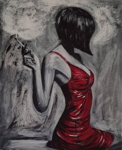 L'artiste sandrine richalet - la petite robe rouge 