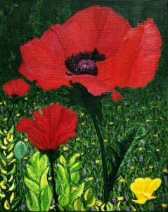 Peinture de jean pierre MALLET: Fleurs rouge