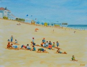 Peinture de christian riado: La colo à la plage