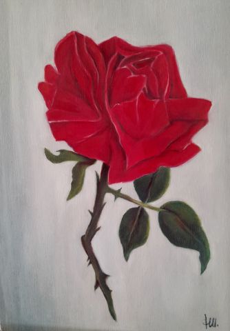 Rose rouge - Peinture - mattam