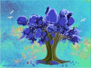 Art_numerique de Françoise DELEGLISE: l'arbre bleu