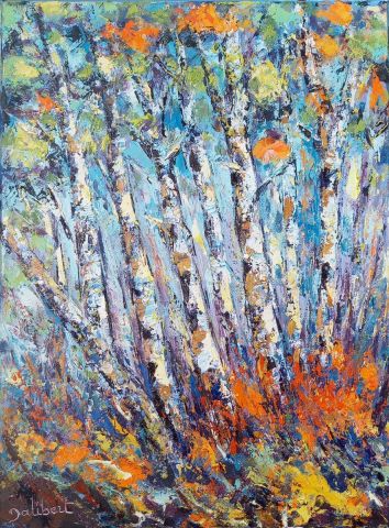 Le bouleau penché - Peinture - francis JALIBERT Le bouleau penché - Peinture - francis JALIBERT