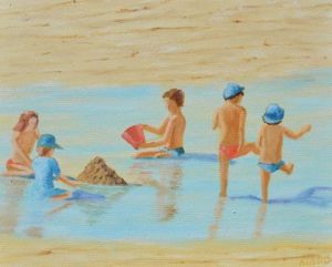 Peinture de christian riado: sur le sable