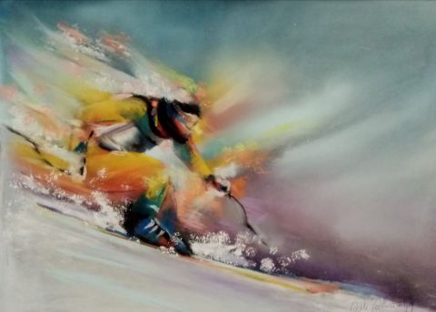 descente ski JO2022 - Peinture - odile JOLY
