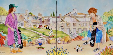 LE LANGAGE DES MURS DE L'ALFAMA A LISBONNE (DIPTYQUE) - Peinture - martine alison LE LANGAGE DES MURS DE L'ALFAMA A LISBONNE (DIPTYQUE) - Peinture - martine alison