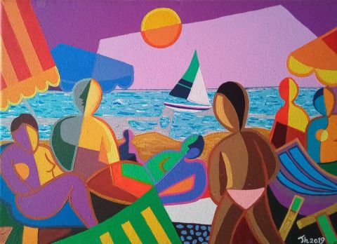 A la plage - Peinture - Thierry REGIS