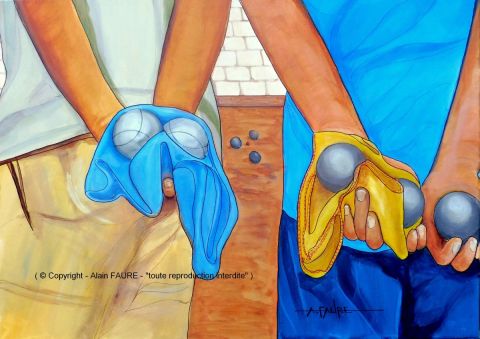 UNE PARTIE DE PETANQUE - Peinture - ALAIN FAURE UNE PARTIE DE PETANQUE - Peinture - ALAIN FAURE