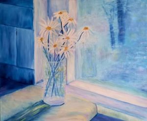 Peinture de LUCIE2: Bouquet devant la fenêtre