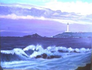 Peinture de claude LOTH: Effts de vagues à la grande plage de Biarritz