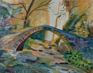 Peinture de Francois Van hemelryck: Un pont c'est tout