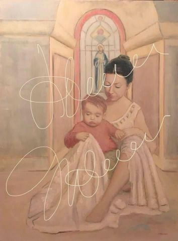Le mère et l’enfant  - Peinture - Johanne Molaison