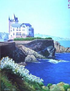La villa BELZA à Biarritz vue du Port vieux - Peinture - claude LOTH