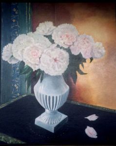 L'artiste claude LOTH - Le vase blanc aux pivoines