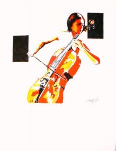 Peinture de cornelius: shirley, bassiste à l'archet
