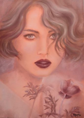 Femme fleurs - Peinture - MARTINE GREGOIRE